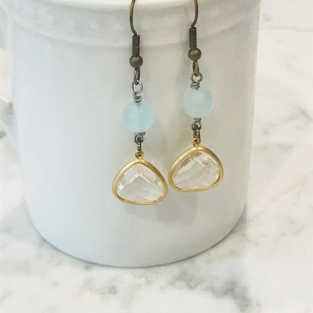 Crystal and Gold Teardrop Earrings